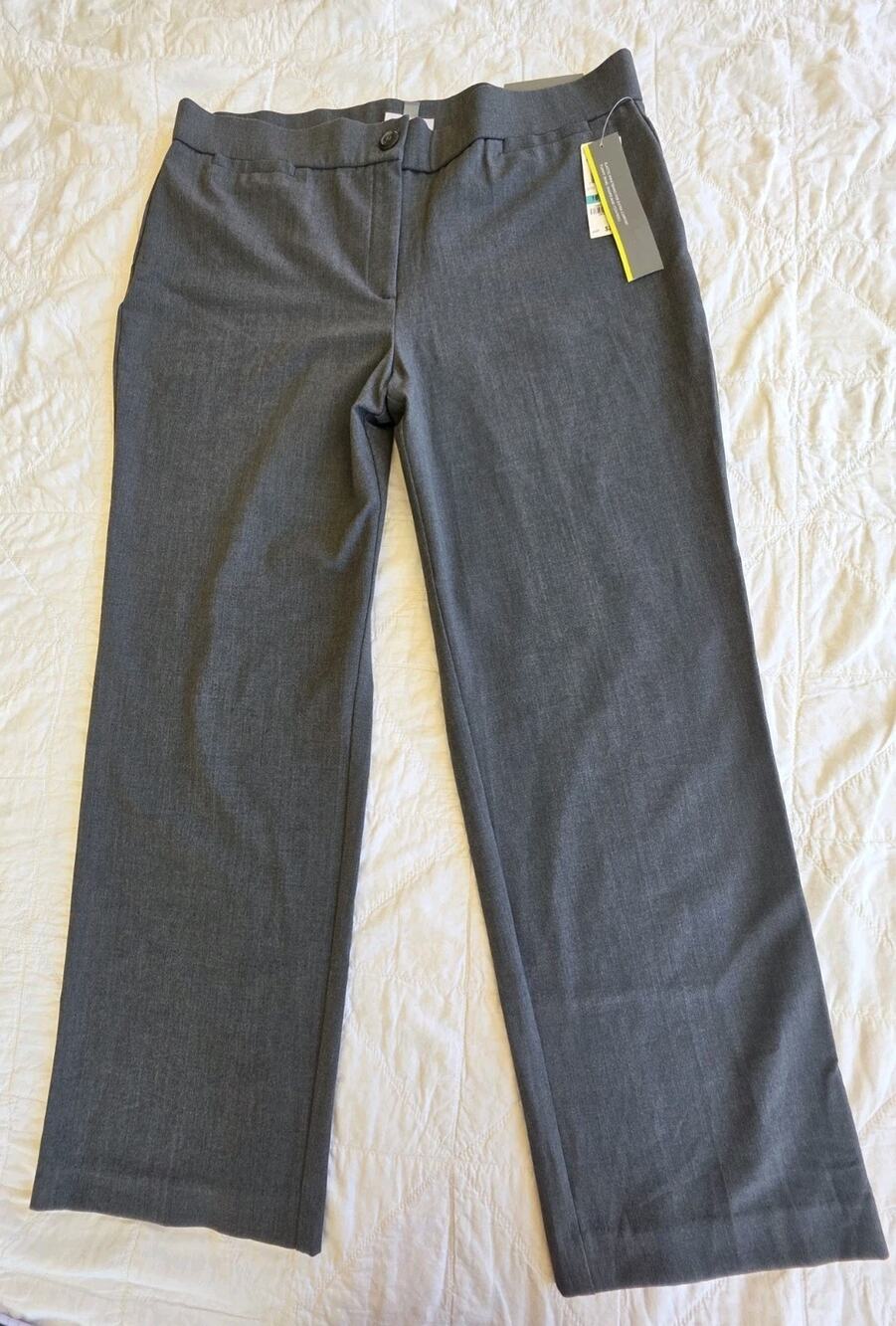 J M Collection Women's 16 Short Pants Grey Straight Leg Comfort Waistband Work